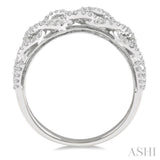 1/3 ctw Interlocking Top Round Cut Diamond Wedding Band in 14K White Gold