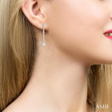 3/4 Ctw Tri-Section Lovebright Round Cut Diamond Bar Link Earrings in 14K White Gold