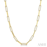 2 Ctw Round Cut Diamond Paper Clip Link Necklace in 14K Yellow Gold