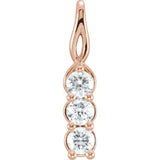 14K Rose 9/10 CTW Natural Diamond Three-Stone Pendant
