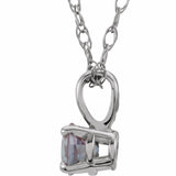 Sterling Silver 3 mm Imitation Alexandrite Youth Solitaire 14" Necklace