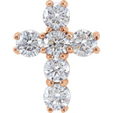 14K Rose 9/10 CTW Natural Diamond Cross Pendant