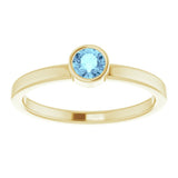 14K Yellow 4 mm Natural Aquamarine Ring