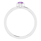 Rhodium-Plated Sterling Silver 4 mm Imitation Amethyst Ring