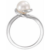 14K White Cultured White Freshwater Pearl Ring