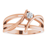 14K Rose 1/8 CT Natural Diamond Ring