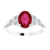 14K White Lab-Grown Ruby & 1/6 CTW Natural Diamond Ring