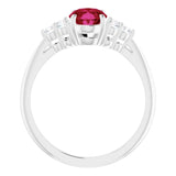 Platinum Lab-Grown Ruby & 1/6 CTW Natural Diamond Ring