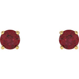 14K Yellow 4 mm Lab-Grown Ruby Stud Earrings