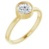 14K Yellow 6 mm Natural White Sapphire Ring