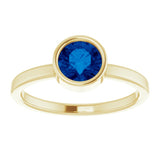 14K Yellow 6 mm Lab-Grown Blue Sapphire Ring