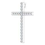 14K White 1 CTW Natural Diamond Cross Pendant