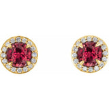 14K Yellow 4 mm Lab-Grown Ruby & 1/10 CTW Natural Diamond Earrings