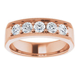 14K Rose 1 CTW Natural Diamond Milgrain Band