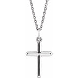 14K White Cross 18" Necklace