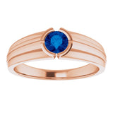 14K Rose Lab-Grown Blue Sapphire Ring