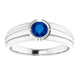 Platinum Lab-Grown Blue Sapphire Ring