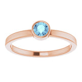 14K Rose 4 mm Natural Aquamarine Ring