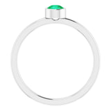Platinum 4 mm Lab-Grown Emerald Ring