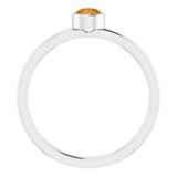 Platinum 4 mm Natural Citrine Ring
