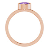 14K Rose 6 mm Natural Amethyst Ring