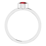 Rhodium-Plated Sterling Silver 5 mm Imitation Garnet Ring
