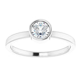 Rhodium-Plated Sterling Silver 5 mm Imitation White Sapphire Ring