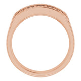 14K Rose 3/4 CTW Natural Diamond Milgrain Band