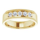 14K Yellow 1/2 CTW Natural Diamond Milgrain Band