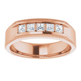 14K Rose 1/2 CTW Natural Diamond Milgrain Band