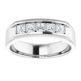 14K White 5/8 CTW Natural Diamond Milgrain Band