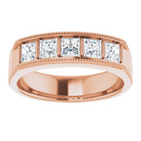 14K Rose 1 1/4 CTW Natural Diamond Milgrain Band