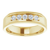 14K Yellow 3/8 CTW Natural Diamond Milgrain Band