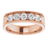 14K Rose 1 CTW Natural Diamond Milgrain Band