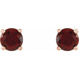 14K Rose 4 mm Natural Mozambique Garnet Stud Earrings