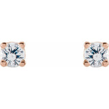 14K Rose 2.5 mm Natural White Sapphire Stud Earrings