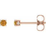 14K Rose 2.5 mm Natural Citrine Stud Earrings