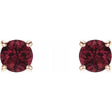 14K Rose 5 mm Natural Mozambique Garnet Stud Earrings