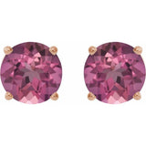 14K Rose 5 mm Natural Pink Tourmaline Stud Earrings