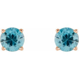 14K Rose 5 mm Natural Blue Zircon Stud Earrings