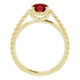 14K Yellow Natural Mozambique Garnet Rope Ring