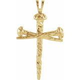 10K Yellow Nail Design Cross Pendant
