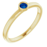 14K Yellow 3 mm Lab-Grown Blue Sapphire Ring