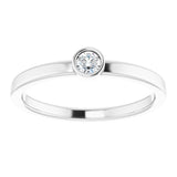 Rhodium-Plated Sterling Silver 3 mm 1/10 CT Natural Diamond Ring