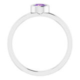 14K White 4.5 mm Natural Amethyst Ring