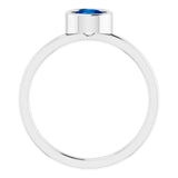 14K White 5.5 mm Lab-Grown Blue Sapphire Ring