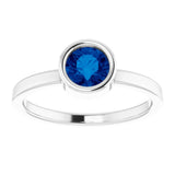 14K White 5.5 mm Lab-Grown Blue Sapphire Ring