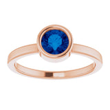 14K Rose 5.5 mm Natural Blue Sapphire Ring