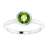 Platinum 5.5 mm Natural Peridot Ring