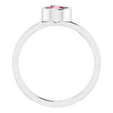 Rhodium-Plated Sterling Silver 5.5 mm Natural Pink Tourmaline Ring